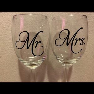 “Mr. & Mrs.” Wine glass set.
